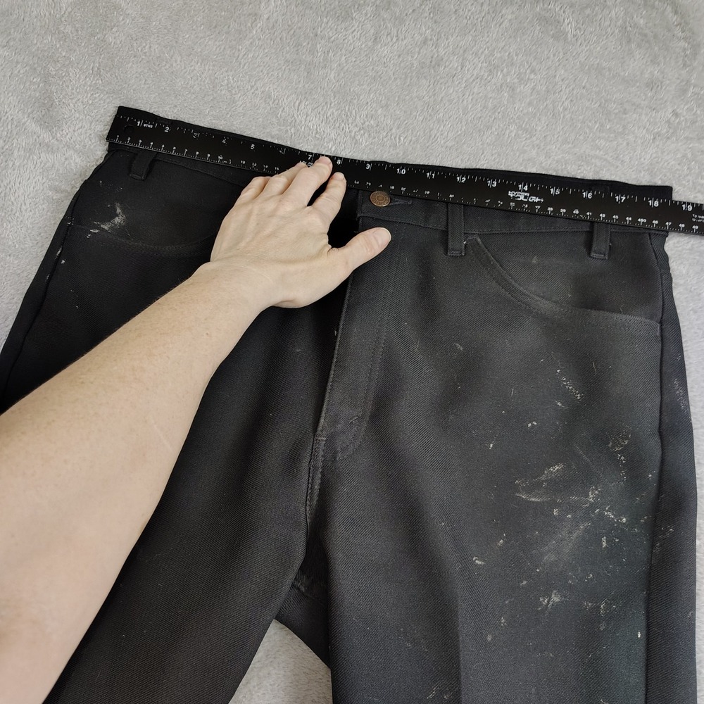 VTG 60's Levi's Pants Dacron Polyester Men's Pleated Black 38x30 Distress - Picture 2 of 16